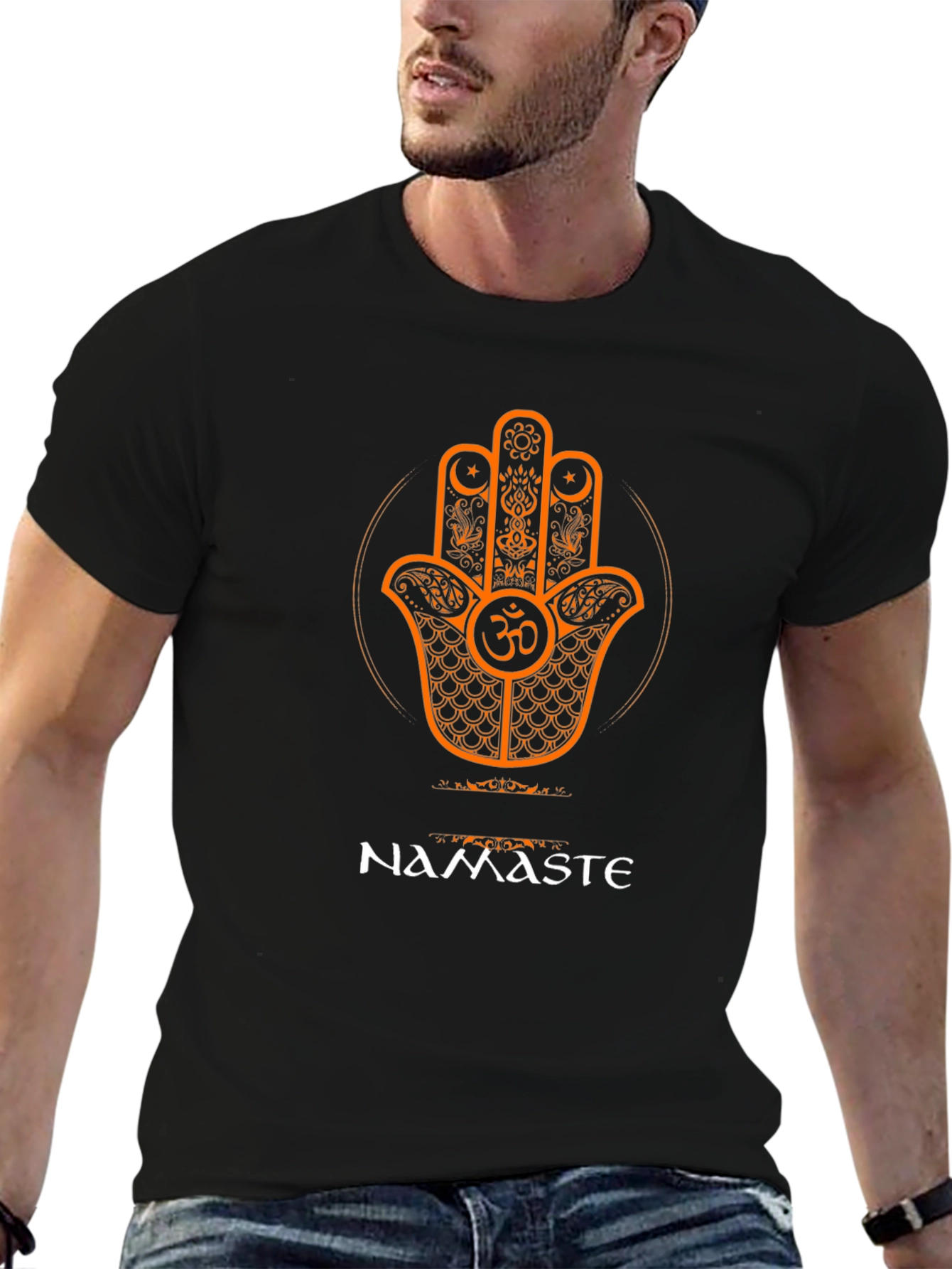 Namaste Hamsa Hand Graphic T-Shirt - Spiritual Design