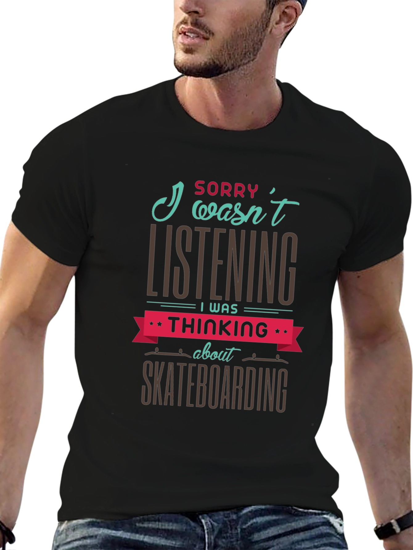 Skateboarding Thought T-Shirt - Black Graphic Tee