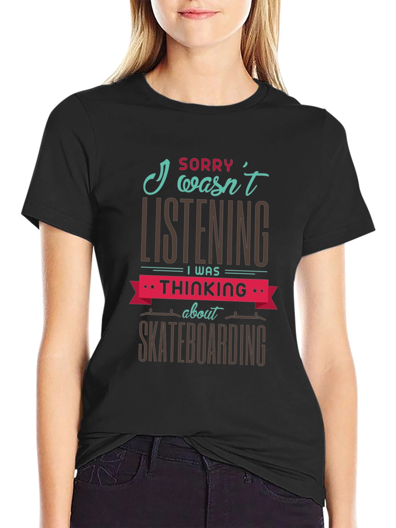 Skateboarding Thought T-Shirt - Black Graphic Tee
