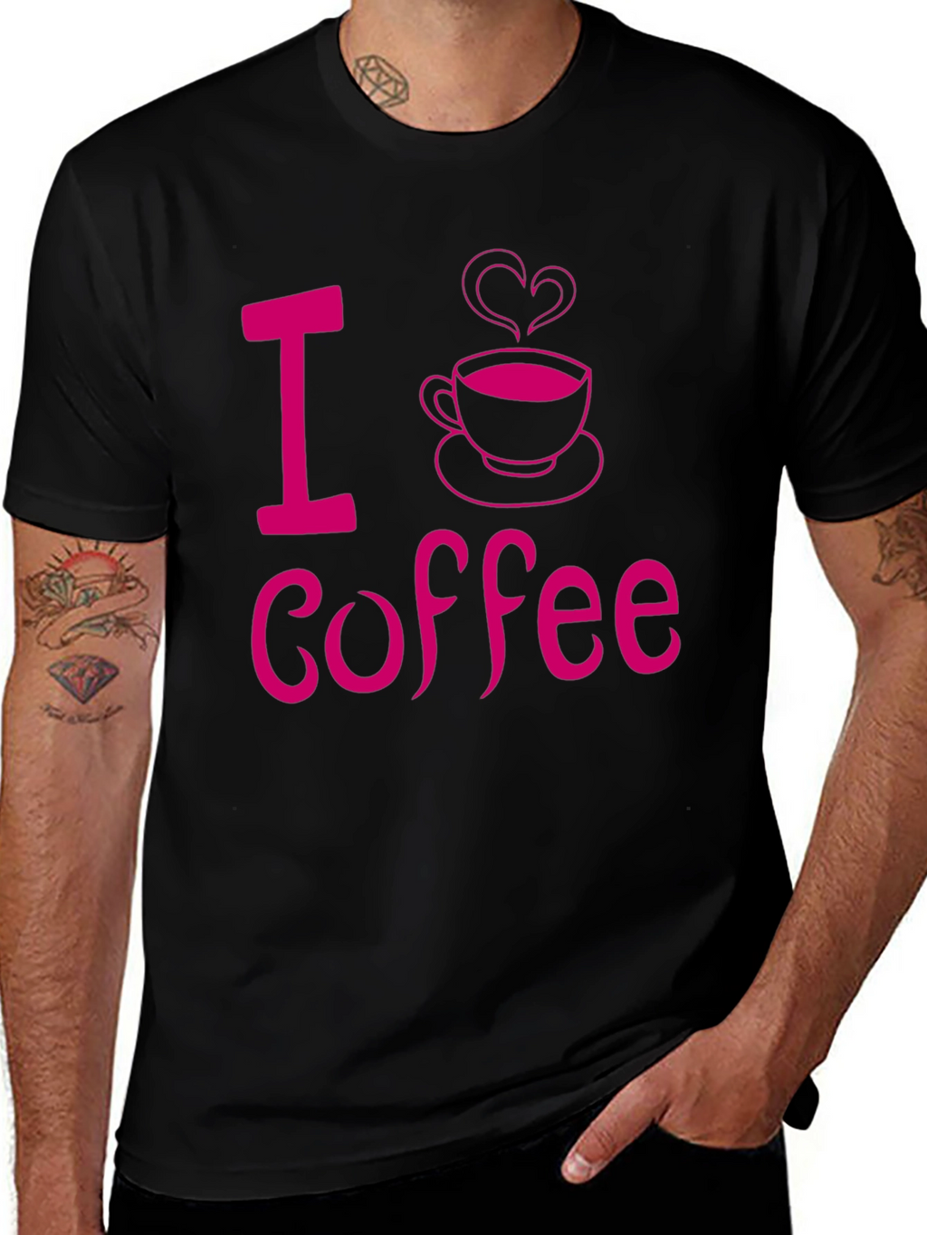 I Love Coffee Graphic Tee - Black Casual Shirt