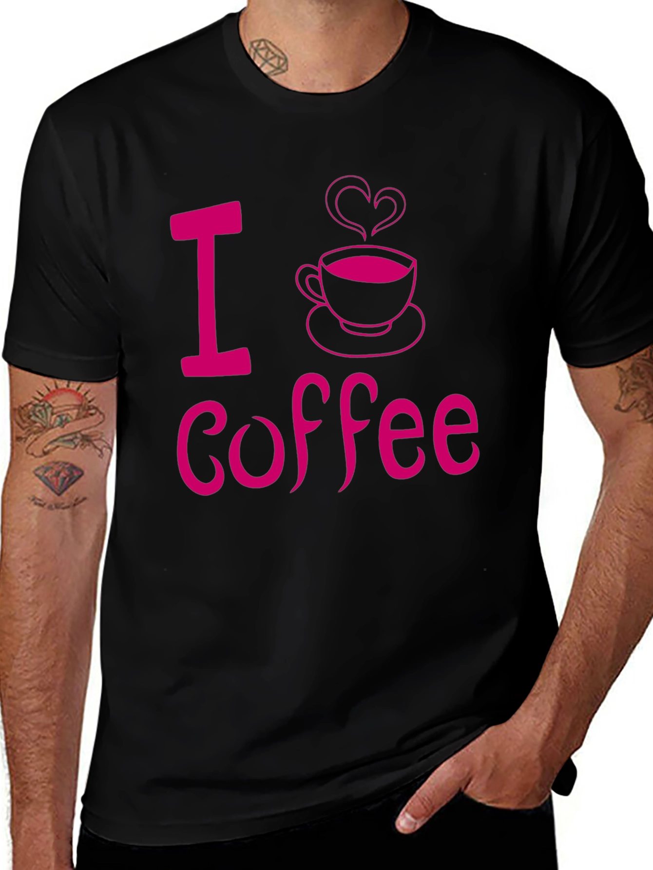 I Love Coffee Graphic Tee - Black Casual Shirt