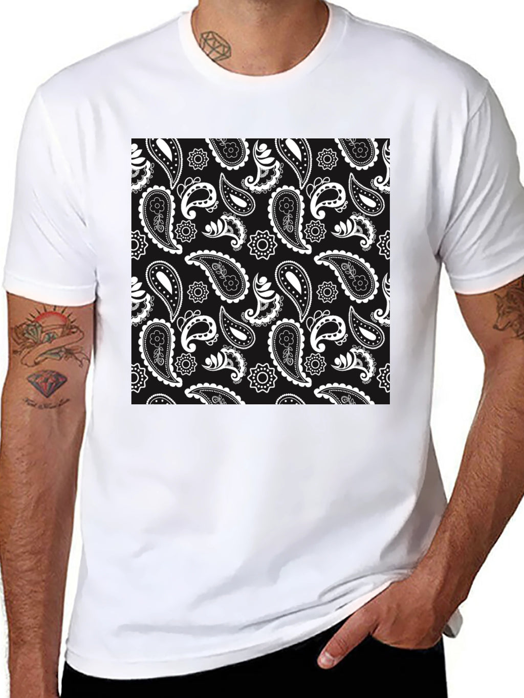 Paisley Pattern Black T-Shirt