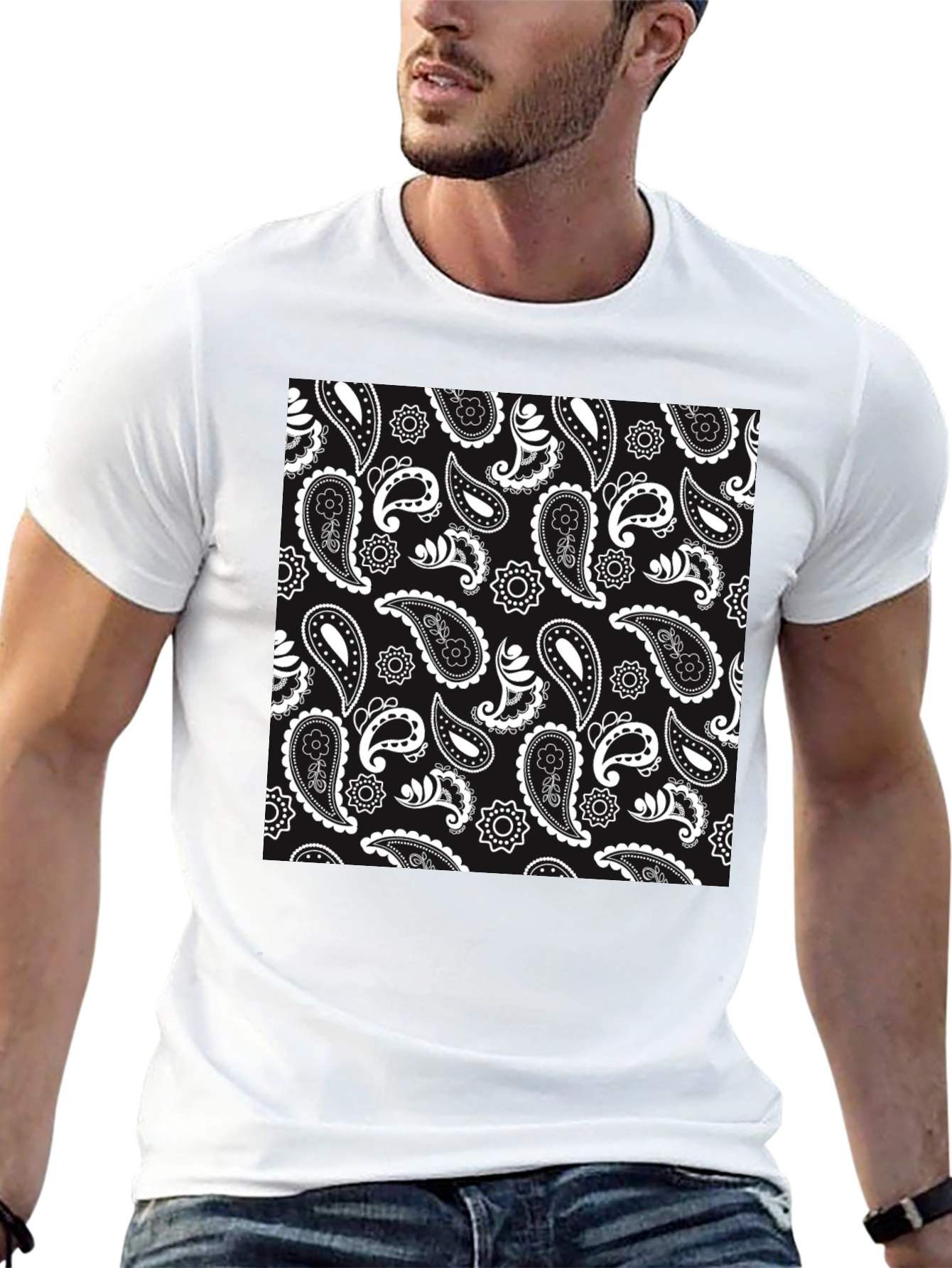 Paisley Pattern Black T-Shirt