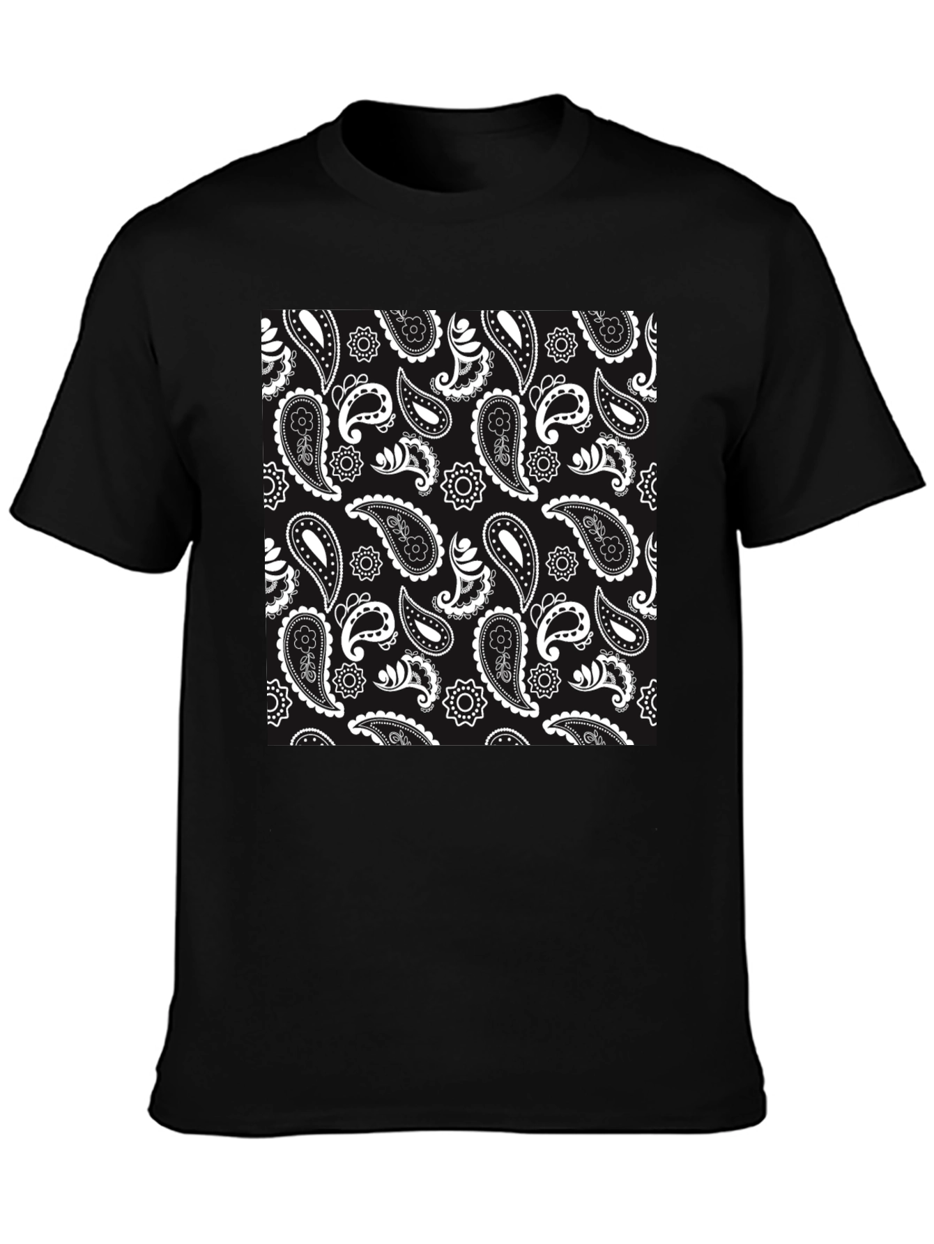 Paisley Pattern Black T-Shirt