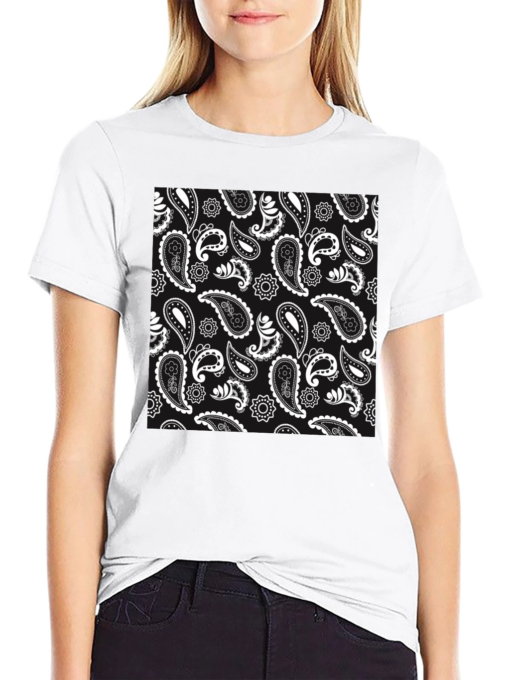 Paisley Pattern Black T-Shirt