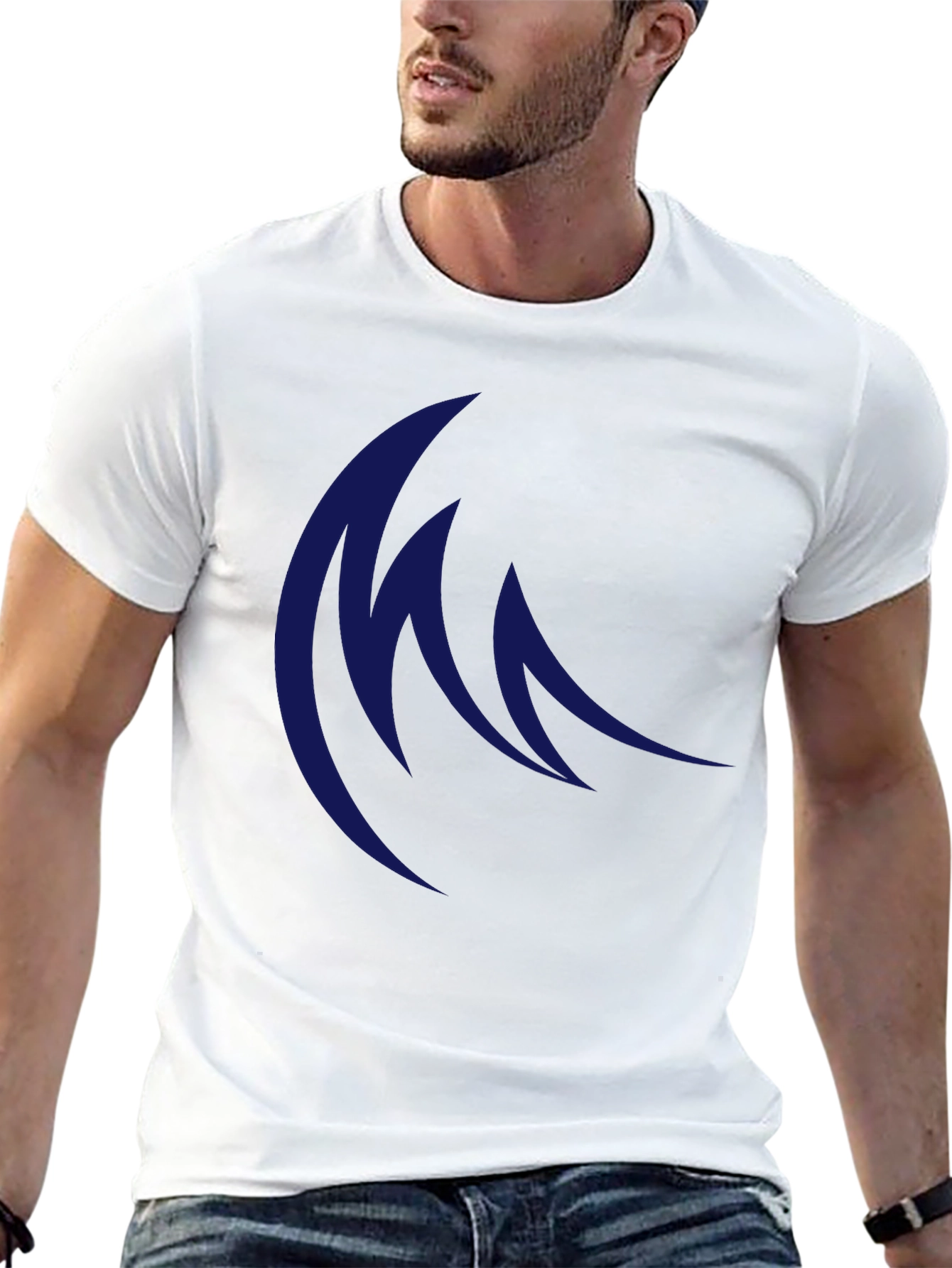 Mens Black T-Shirt with Abstract Blue Design