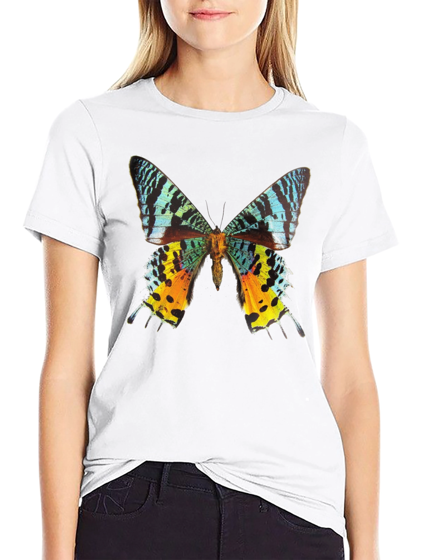 Butterfly Graphic Tee - Black Cotton T-Shirt