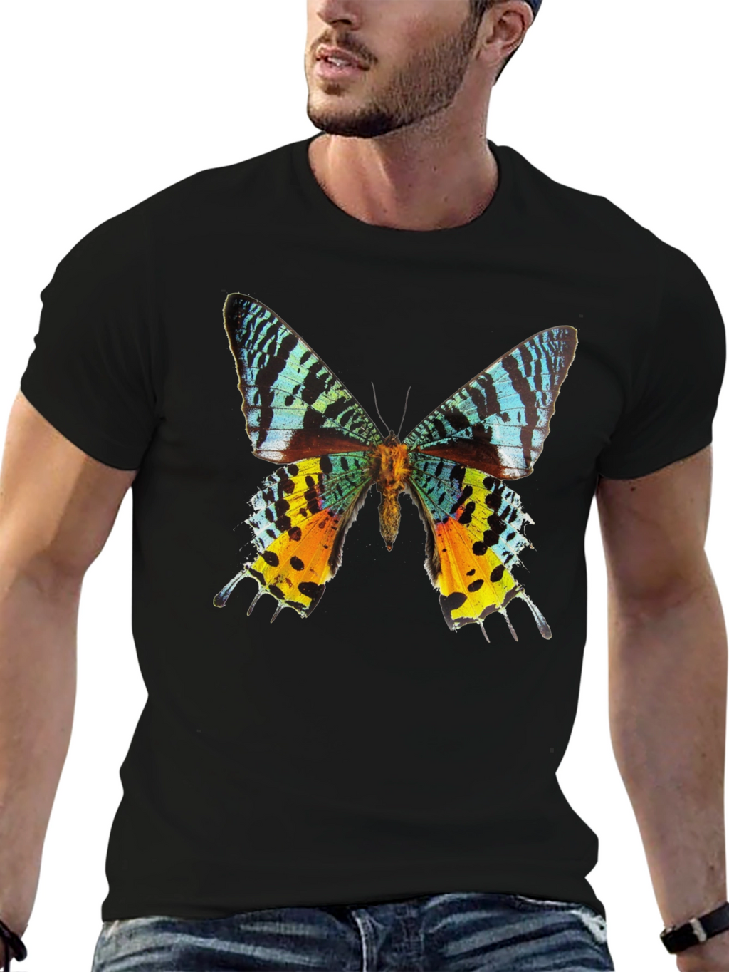 Butterfly Graphic Tee - Black Cotton T-Shirt