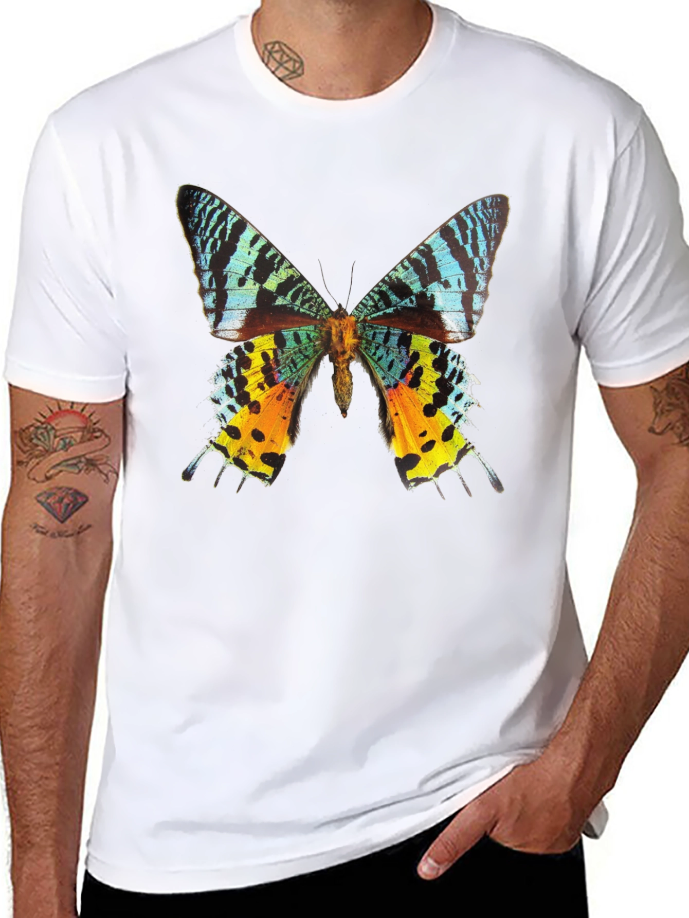 Butterfly Graphic Tee - Black Cotton T-Shirt