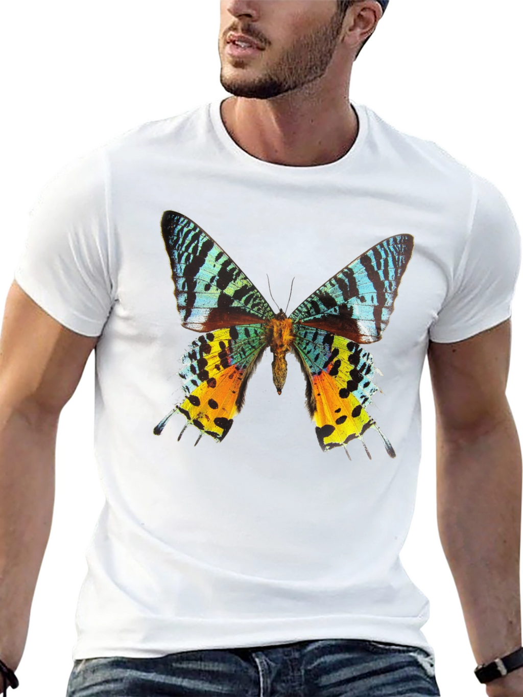 Butterfly Graphic Tee - Black Cotton T-Shirt
