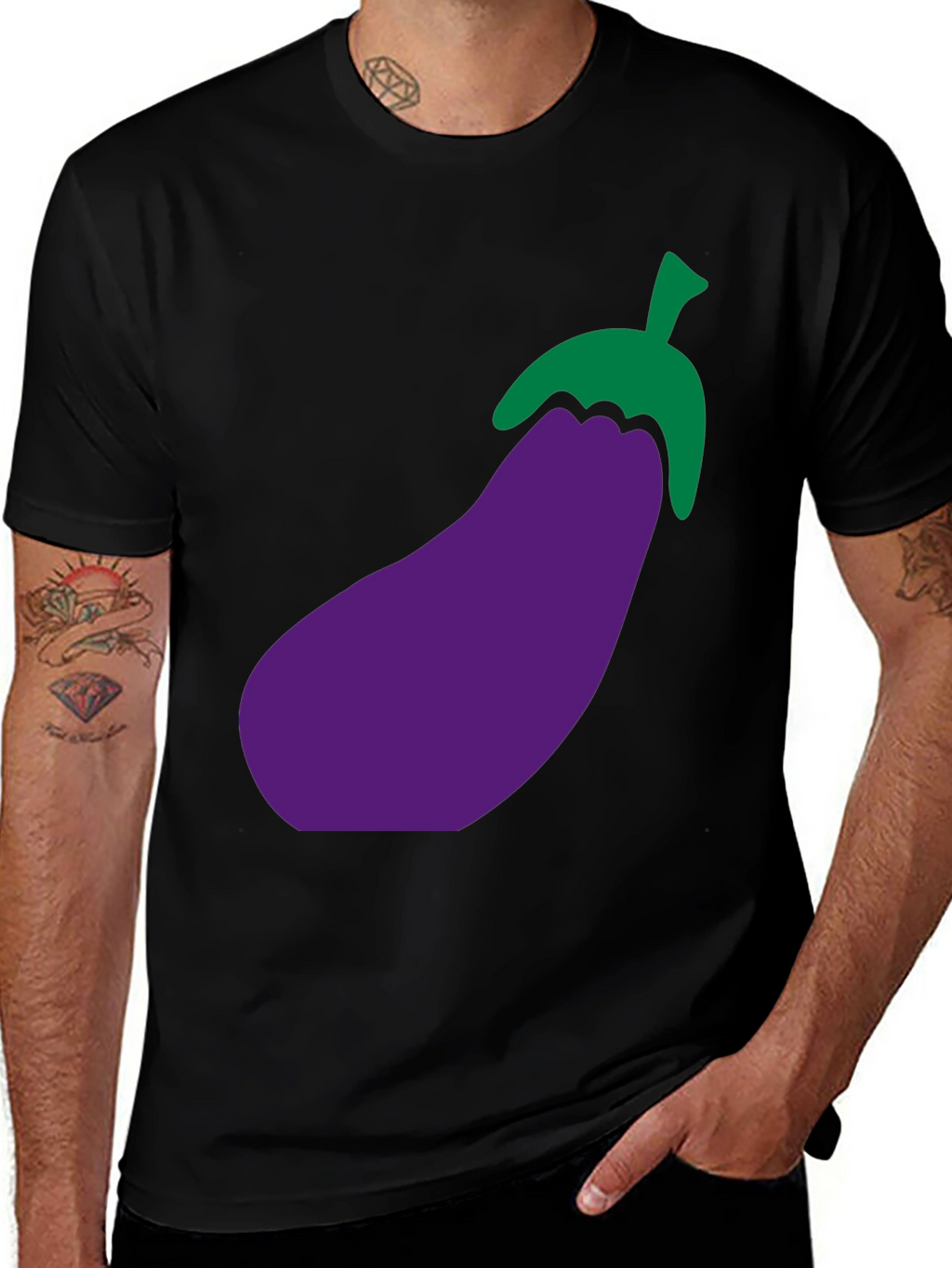 Eggplant Graphic T-Shirt - Black