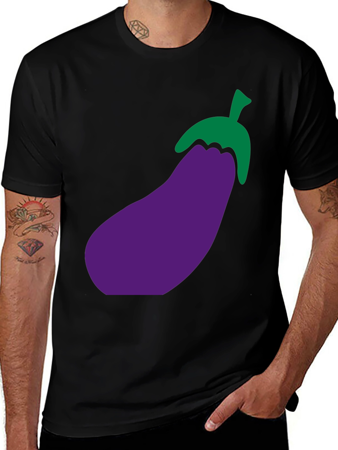 Eggplant Graphic T-Shirt - Black