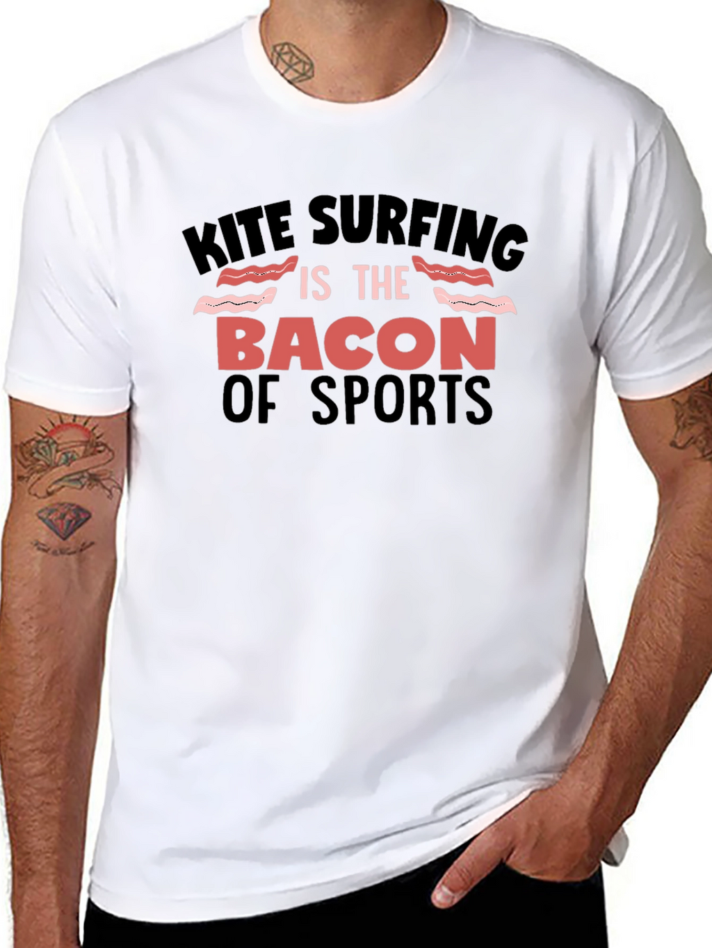 Kite Surfing Bacon of Sports Graphic Tee