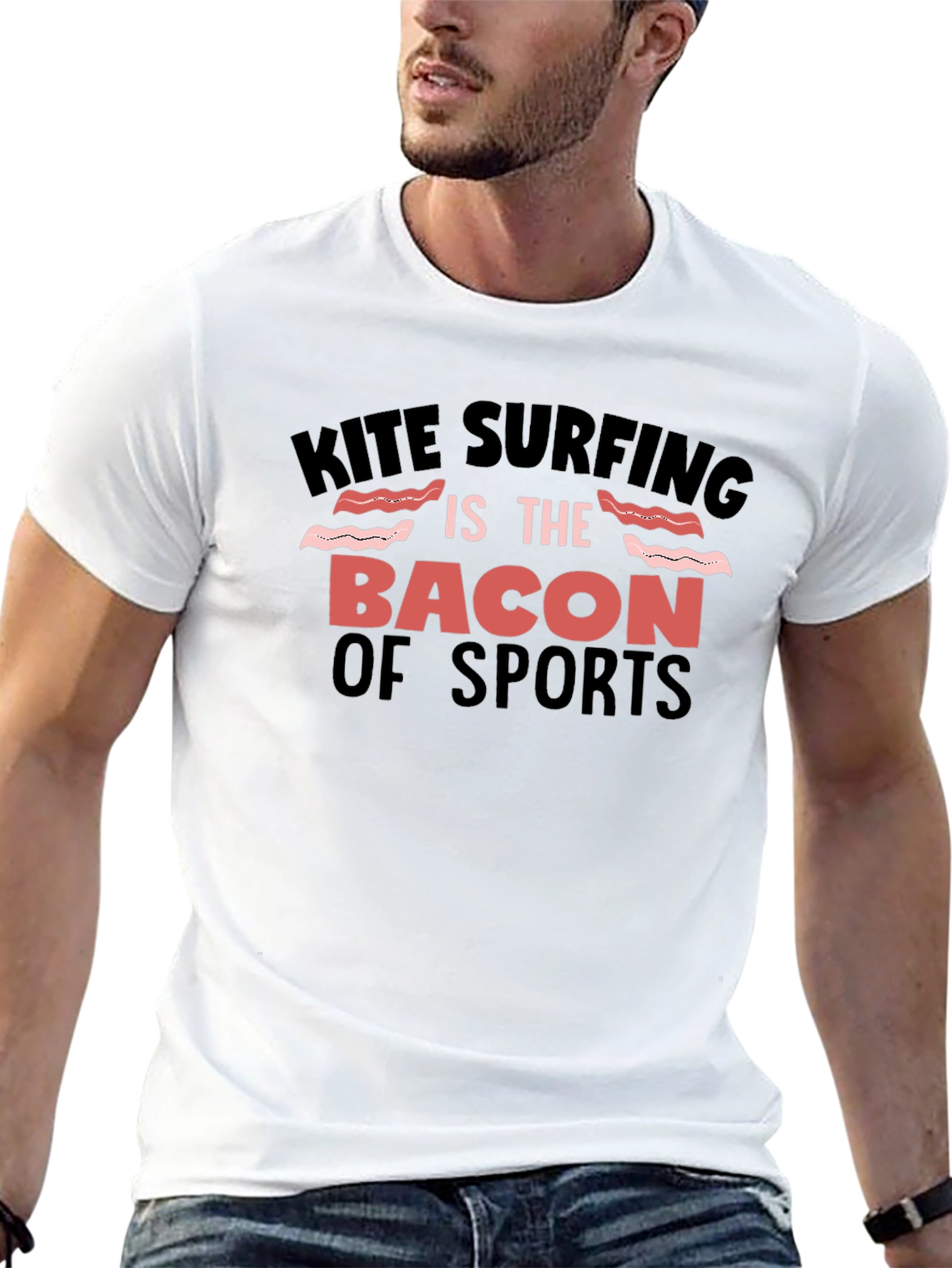 Kite Surfing Bacon of Sports Graphic Tee