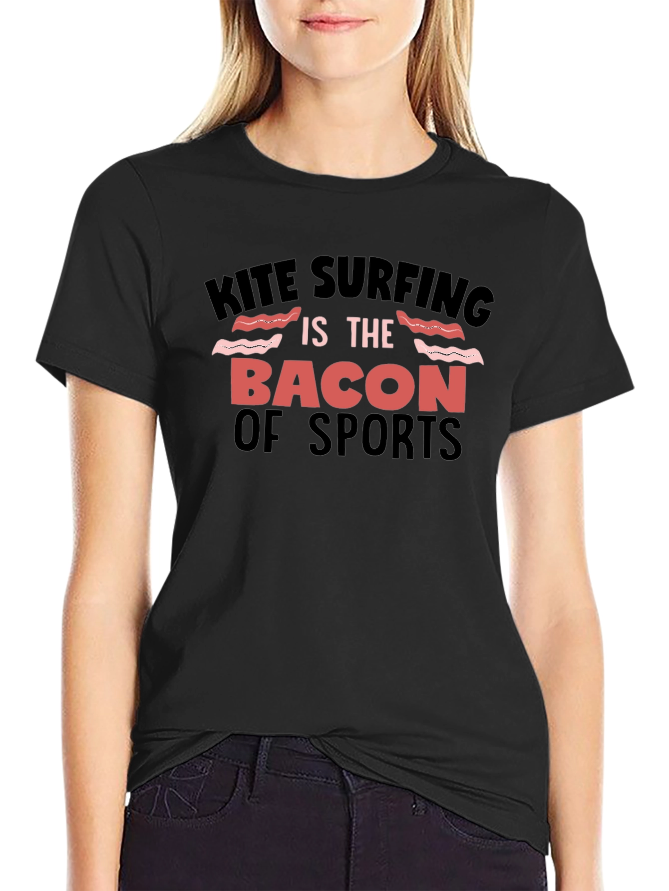 Kite Surfing Bacon of Sports Graphic Tee