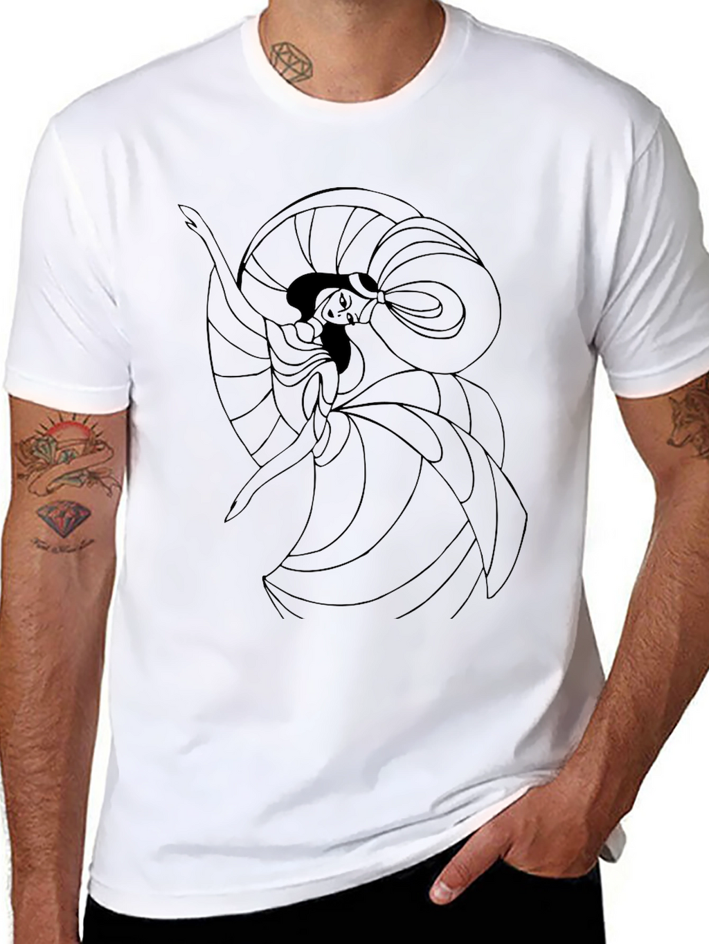 Black Graphic Tee - Dancing Woman Design