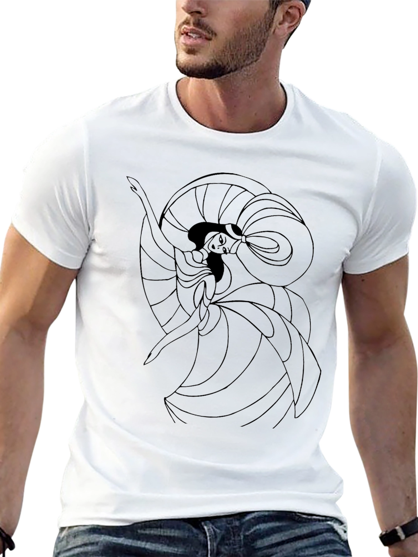 Black Graphic Tee - Dancing Woman Design