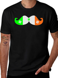 St. Patricks Day Mustache Clover Black T-Shirt