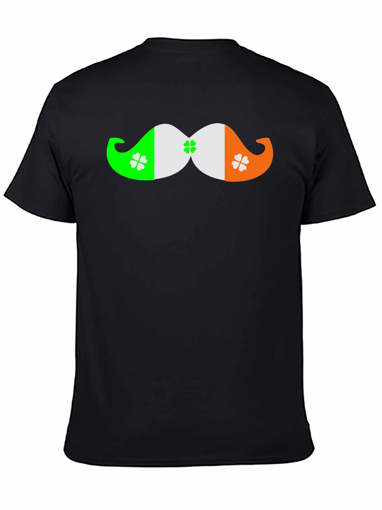 St. Patricks Day Mustache Clover Black T-Shirt