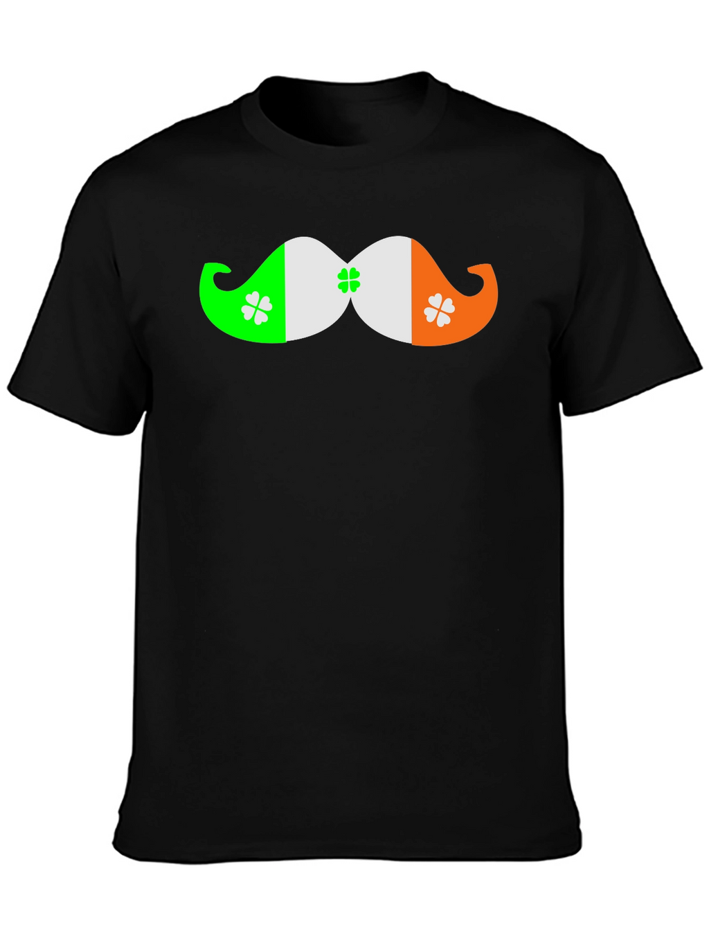 St. Patricks Day Mustache Clover Black T-Shirt