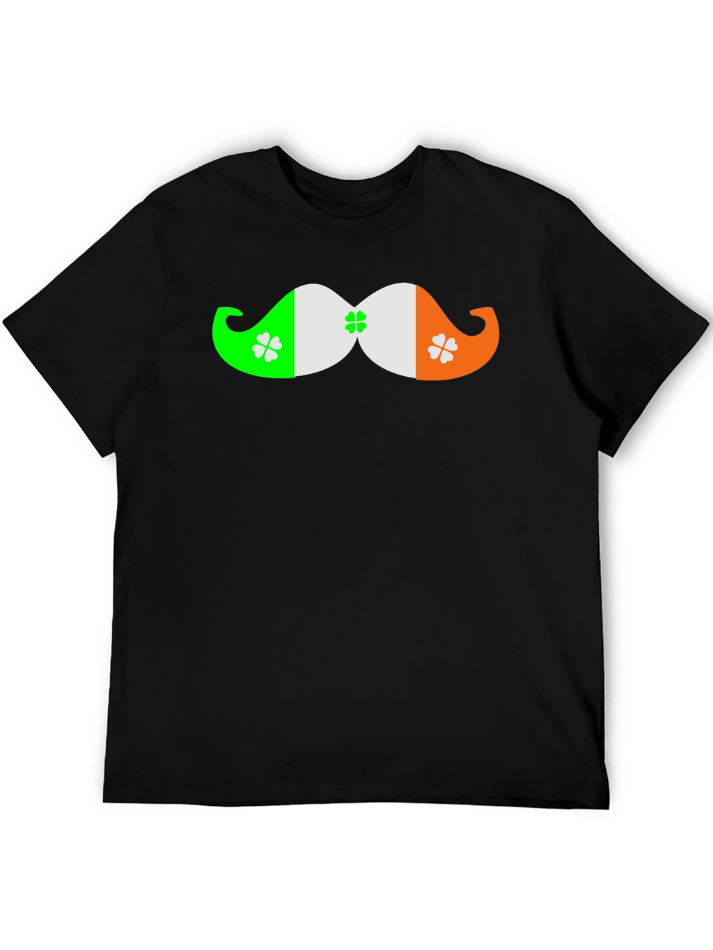 St. Patricks Day Mustache Clover Black T-Shirt