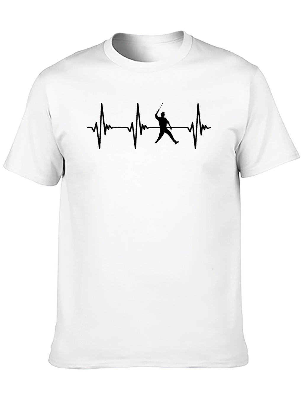 Fencing Heartbeat T-Shirt - Black Graphic Tee