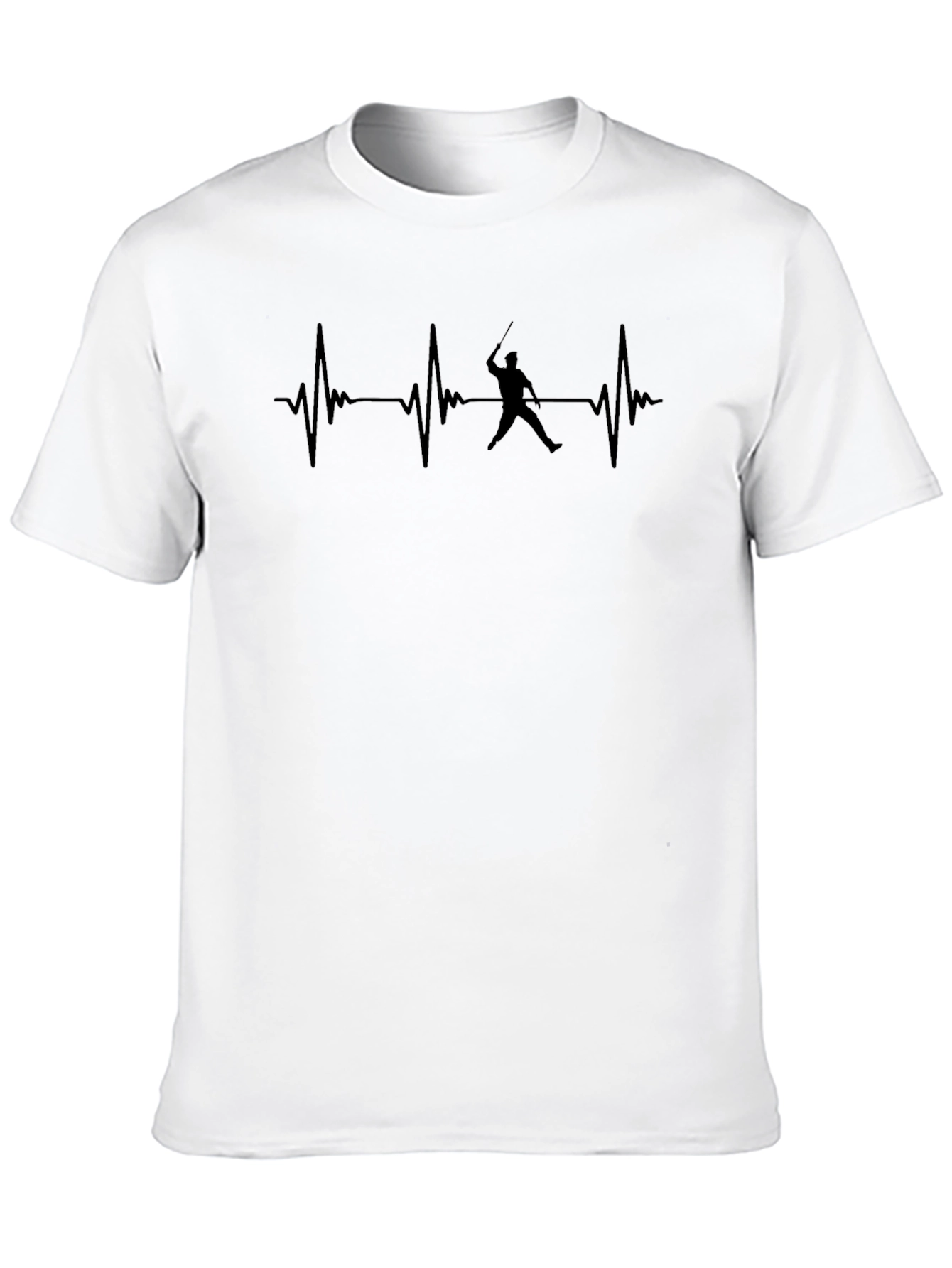 Fencing Heartbeat T-Shirt - Black Graphic Tee