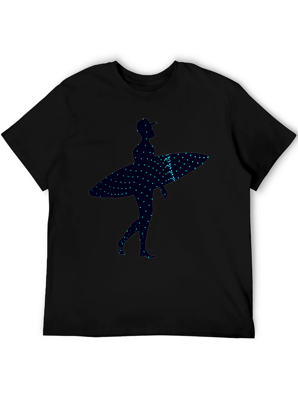 Surfer Silhouette Graphic Tee - Trendy Black T-Shirt