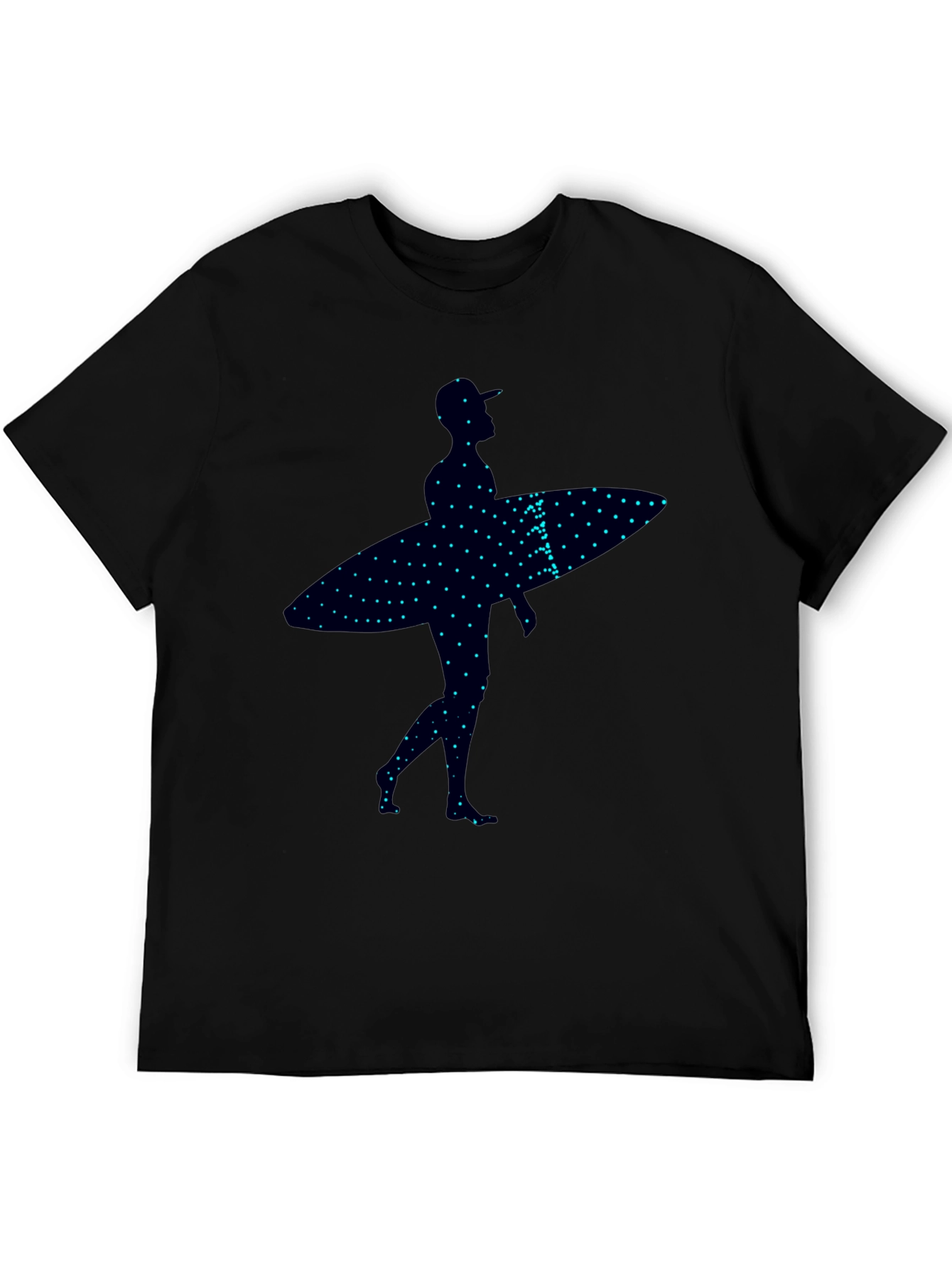Surfer Silhouette Graphic Tee - Trendy Black T-Shirt