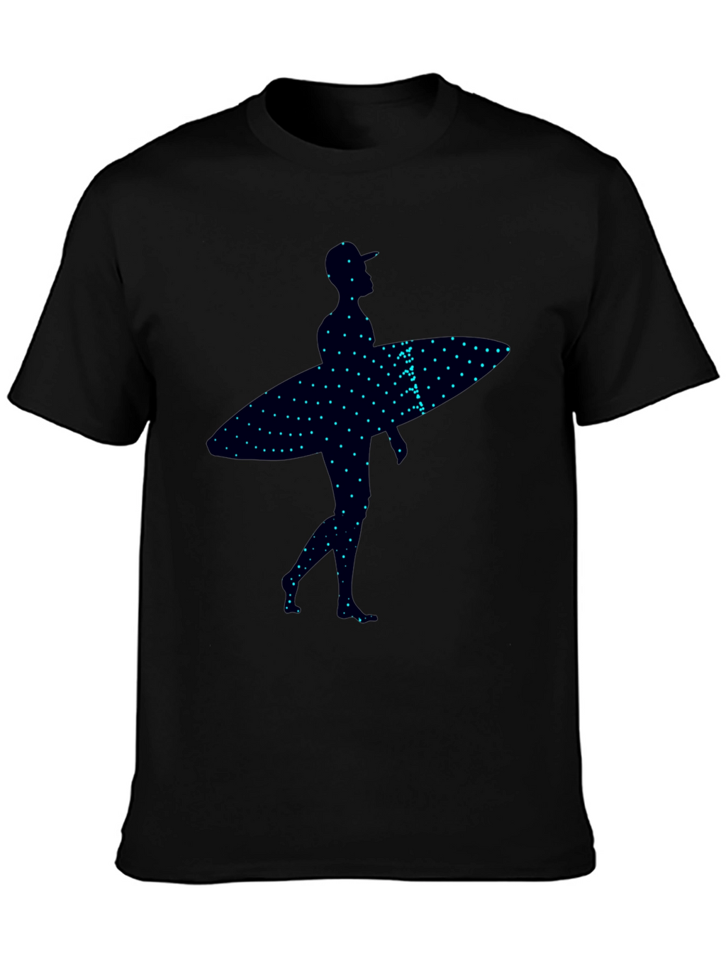 Surfer Silhouette Graphic Tee - Trendy Black T-Shirt