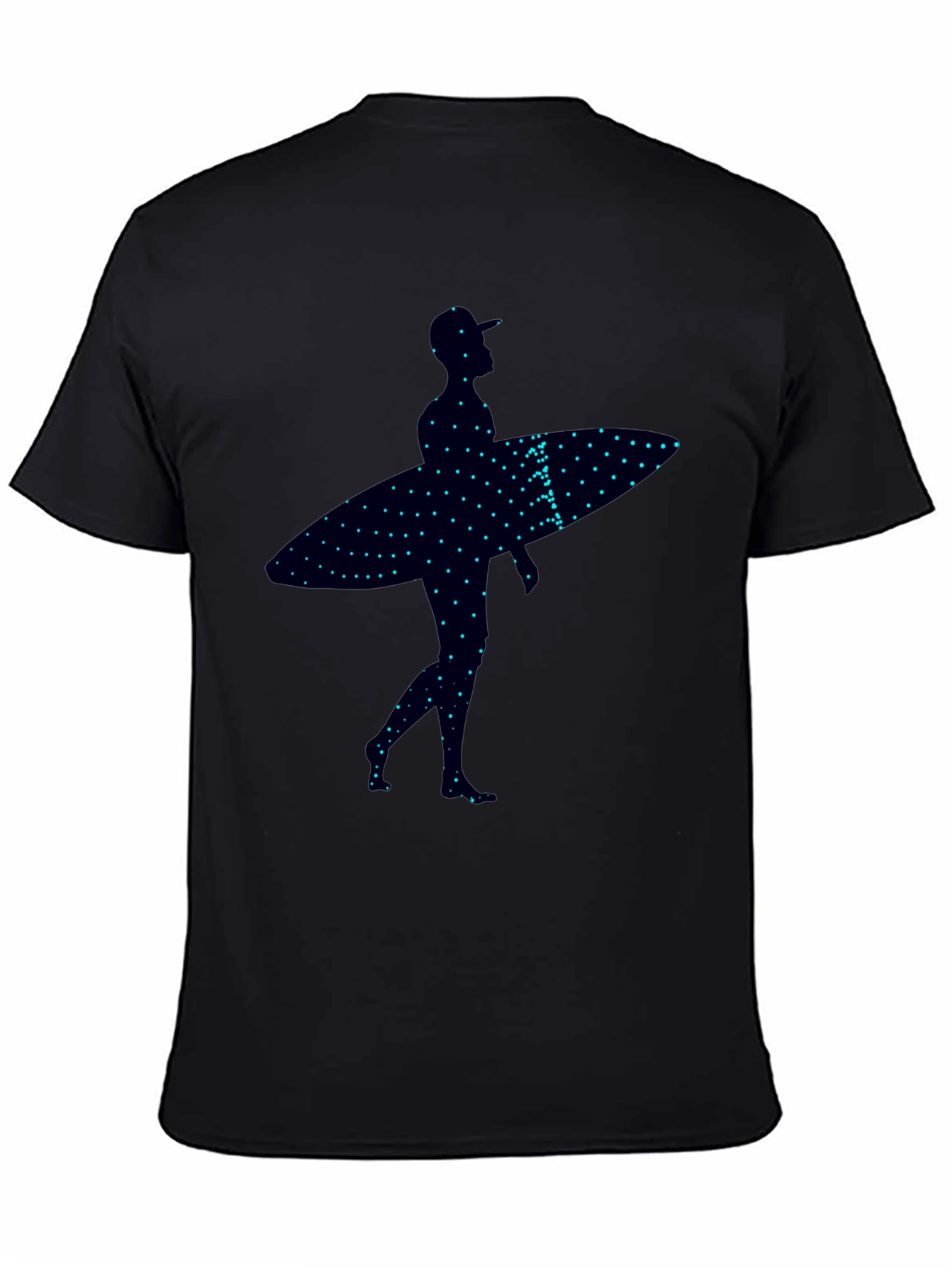 Surfer Silhouette Graphic Tee - Trendy Black T-Shirt