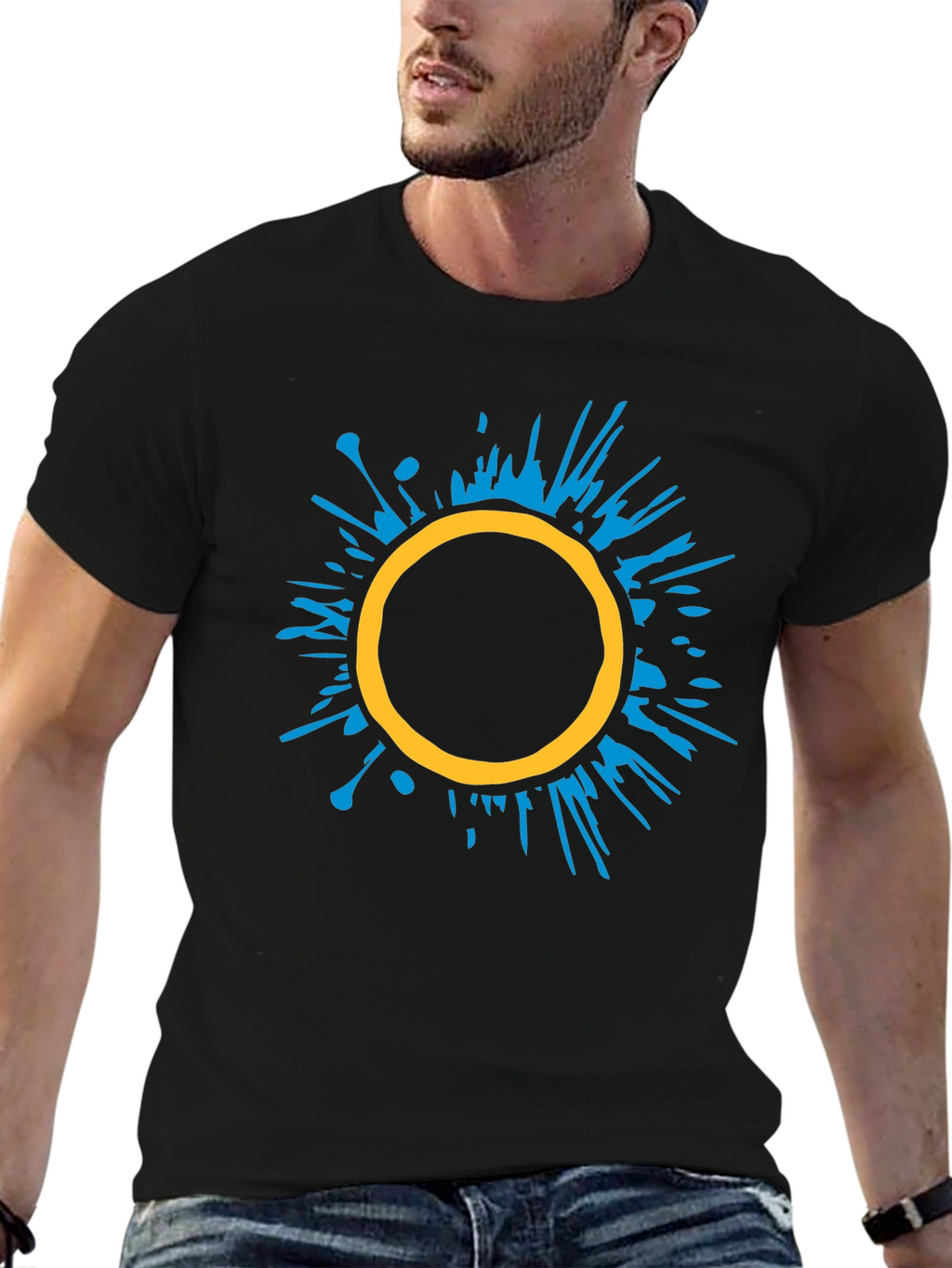 Abstract Circle Graphic Tee - Stylish Black T-Shirt