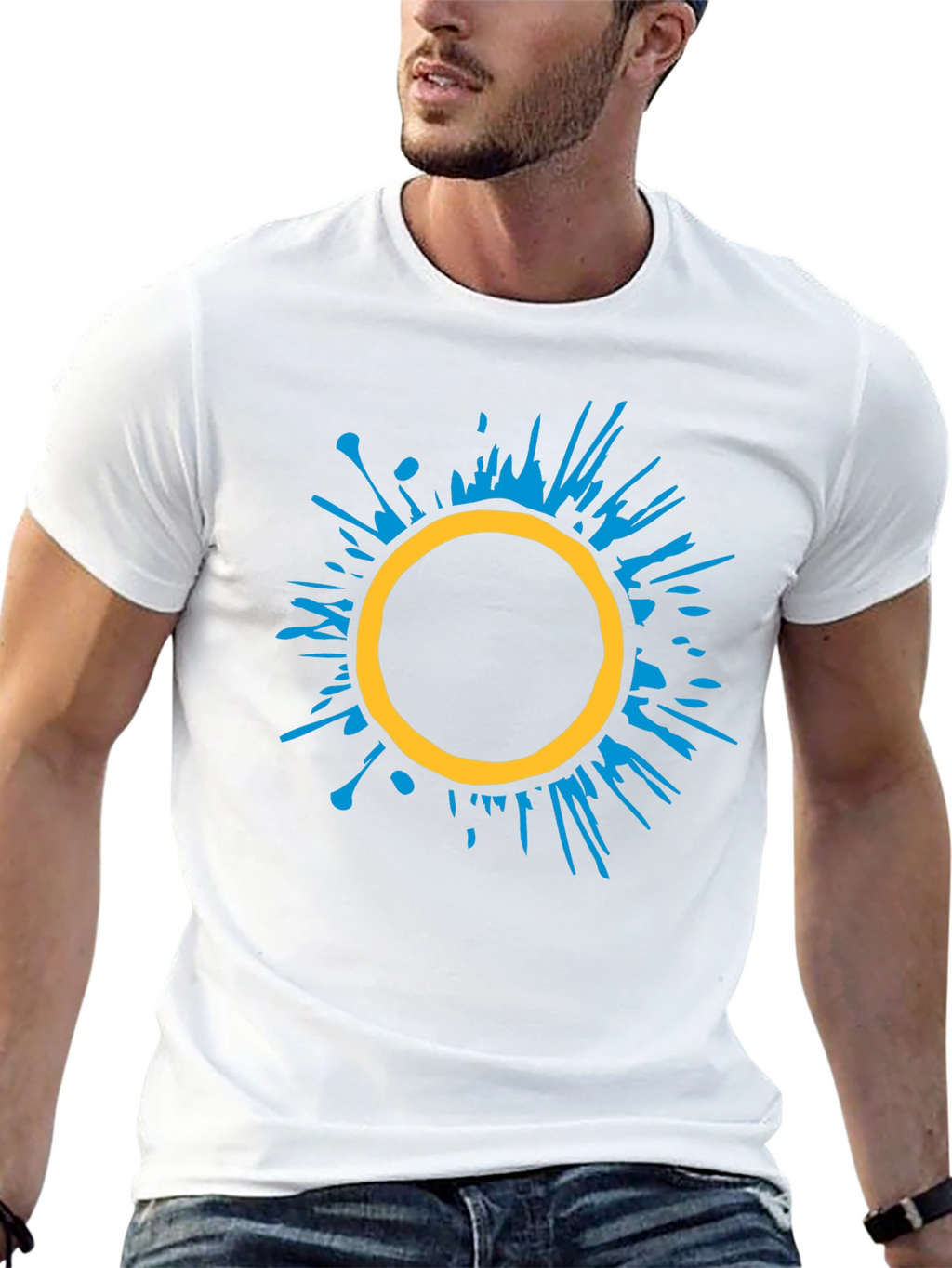 Abstract Circle Graphic Tee - Stylish Black T-Shirt