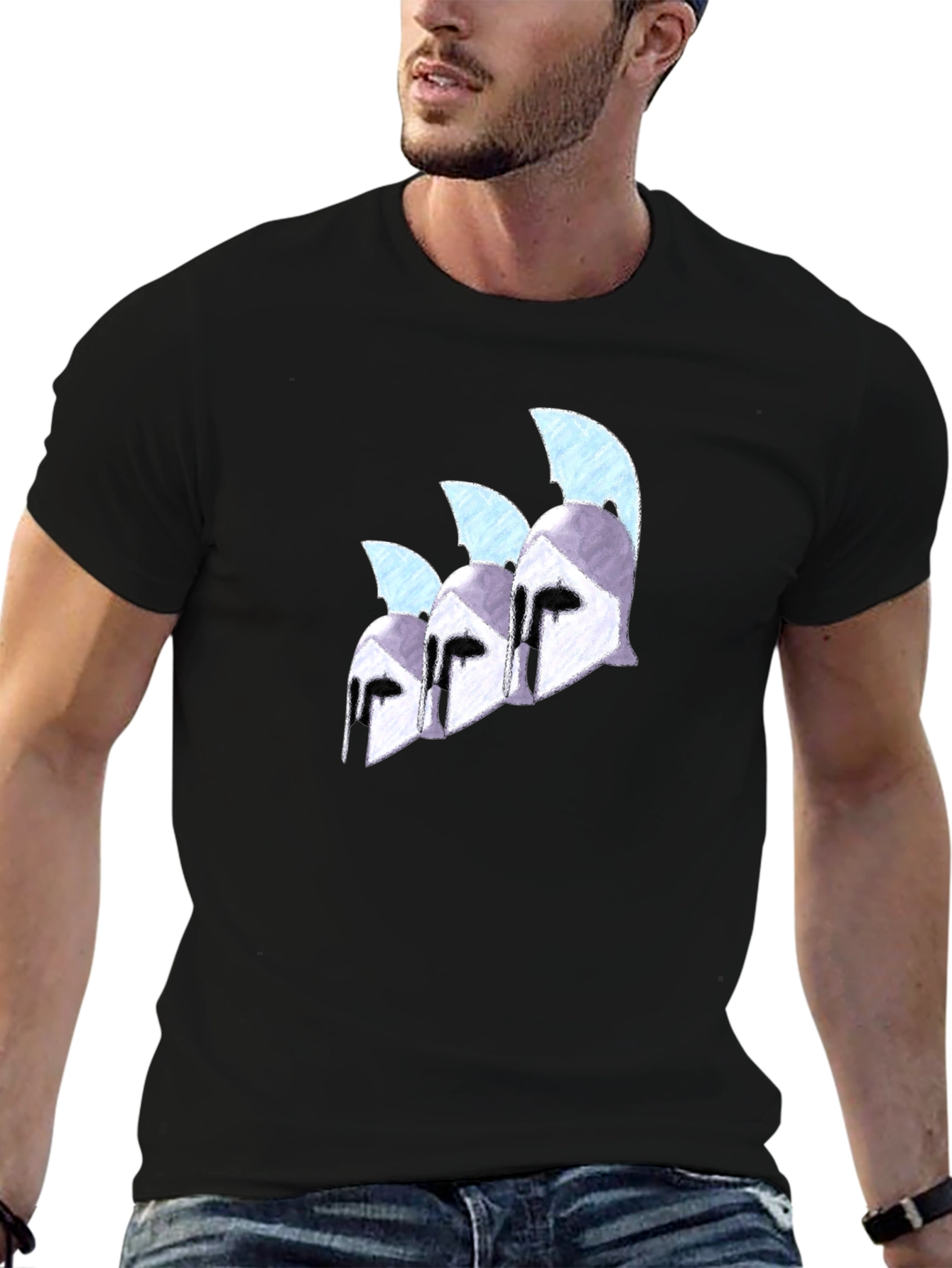Spartan Helmet Graphic Black T-Shirt