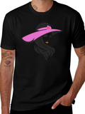 Lady in Hat Graphic T-Shirt - Stylish Casual Tee
