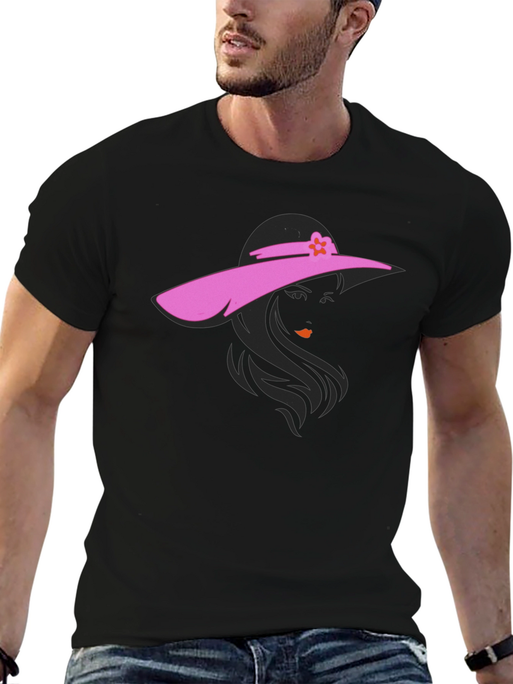 Lady in Hat Graphic T-Shirt - Stylish Casual Tee