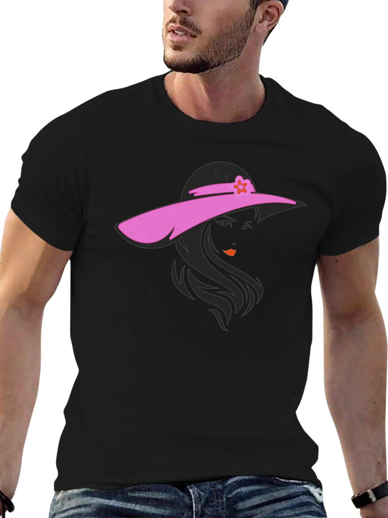 Lady in Hat Graphic T-Shirt - Stylish Casual Tee