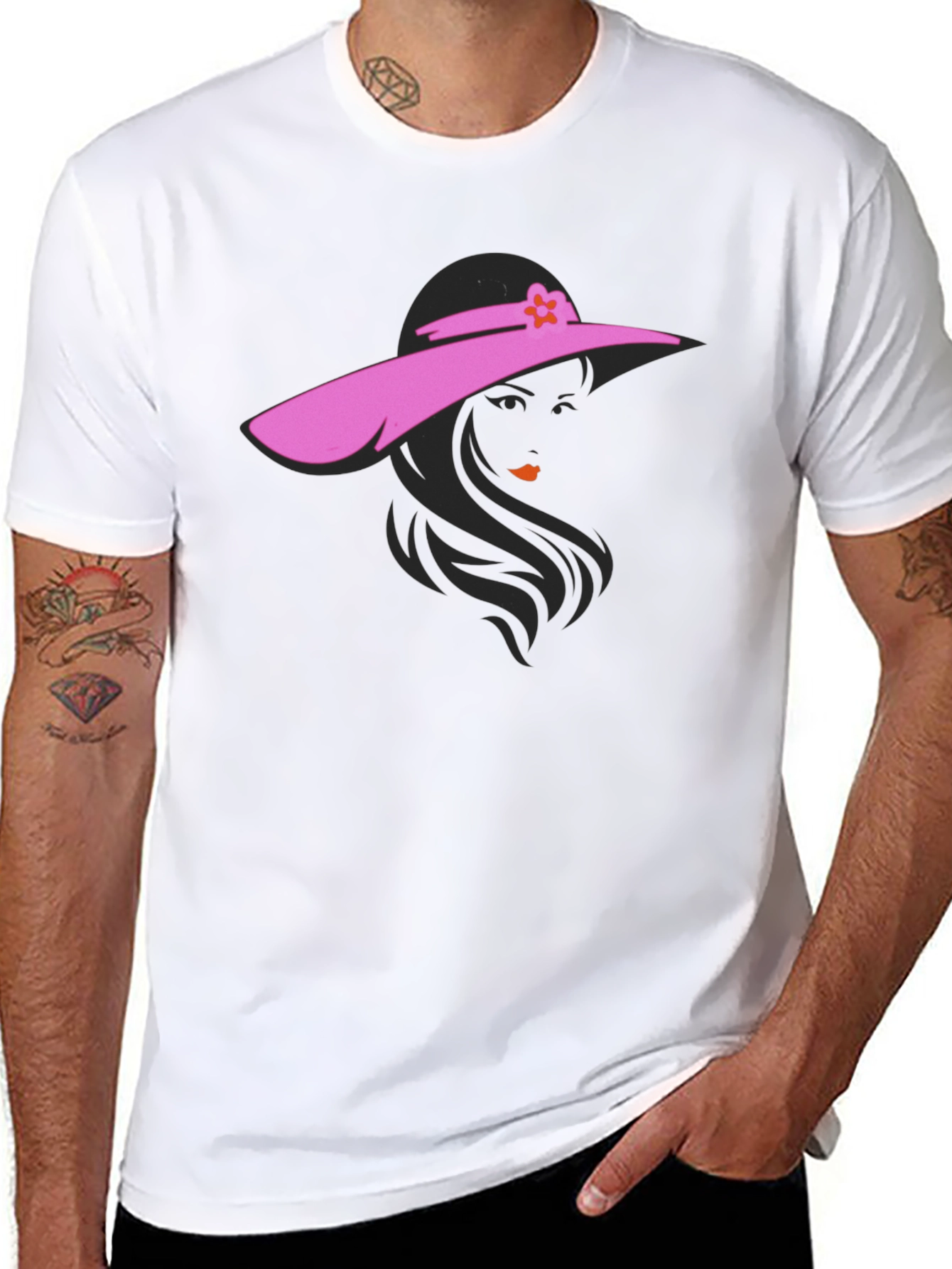 Lady in Hat Graphic T-Shirt - Stylish Casual Tee