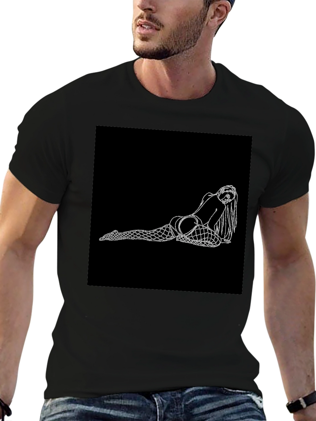 Black T-Shirt with Graphic Print