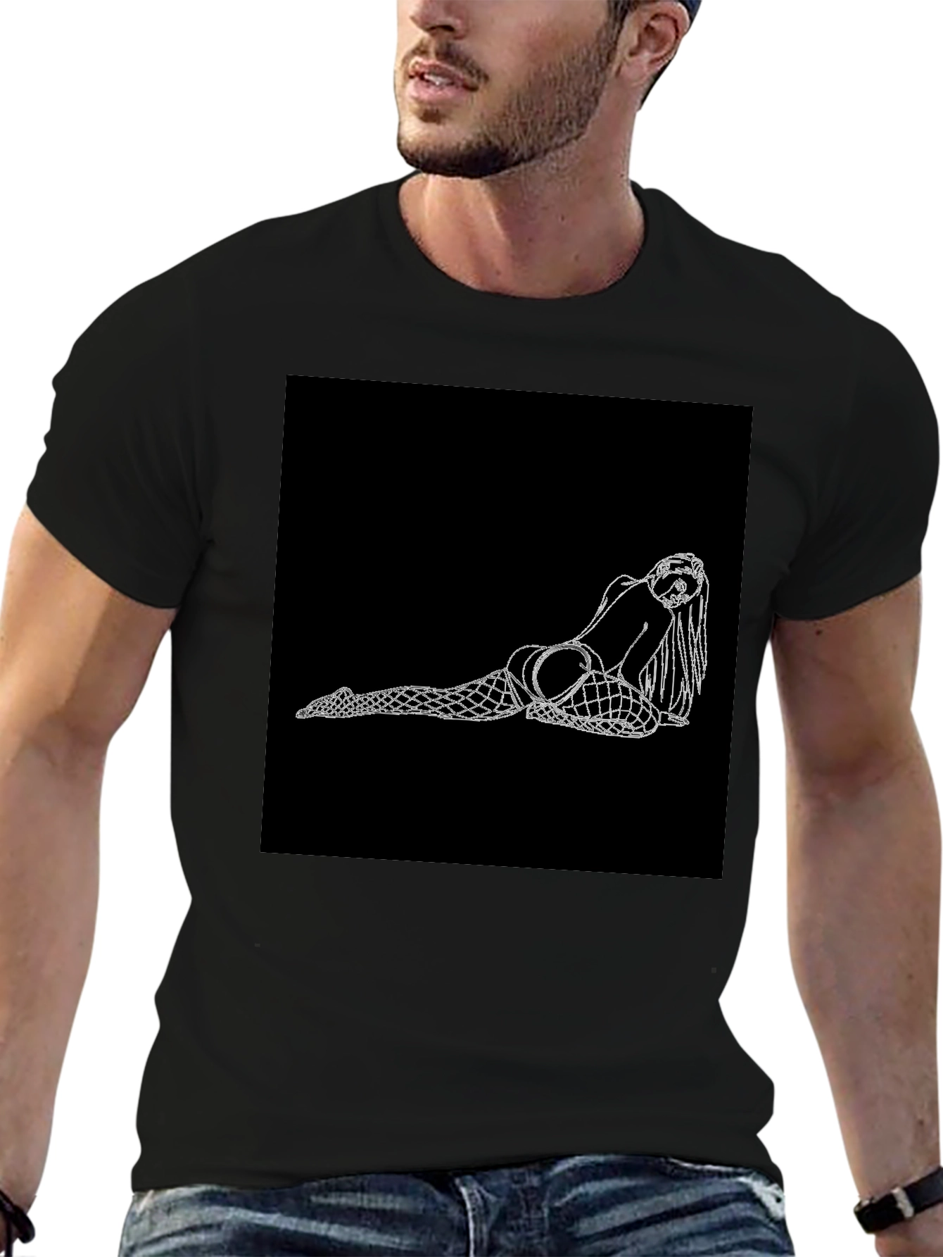 Black T-Shirt with Graphic Print