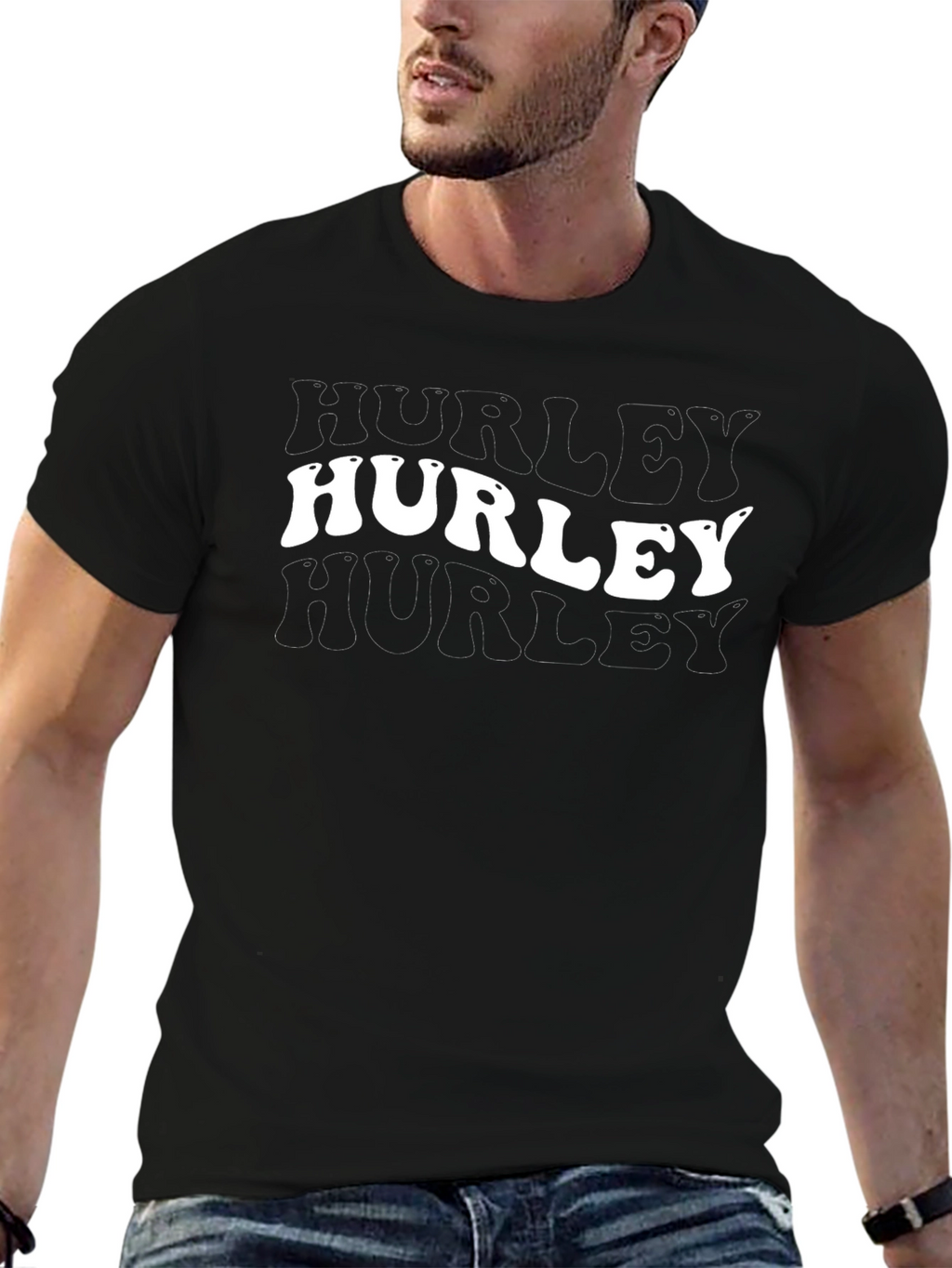 Hurley Mens Graphic Print Black T-Shirt