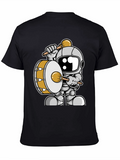 Astronaut Drummer Graphic Tee - Space Music T-Shirt