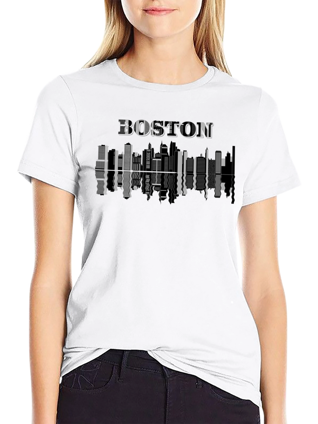 Boston Skyline Graphic Print T-Shirt