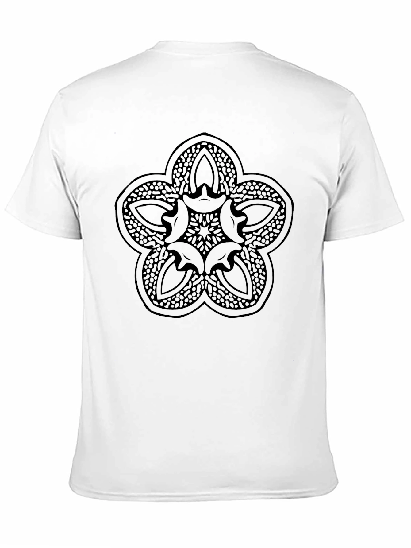 Mens Black Graphic Tee - Abstract Flower Design