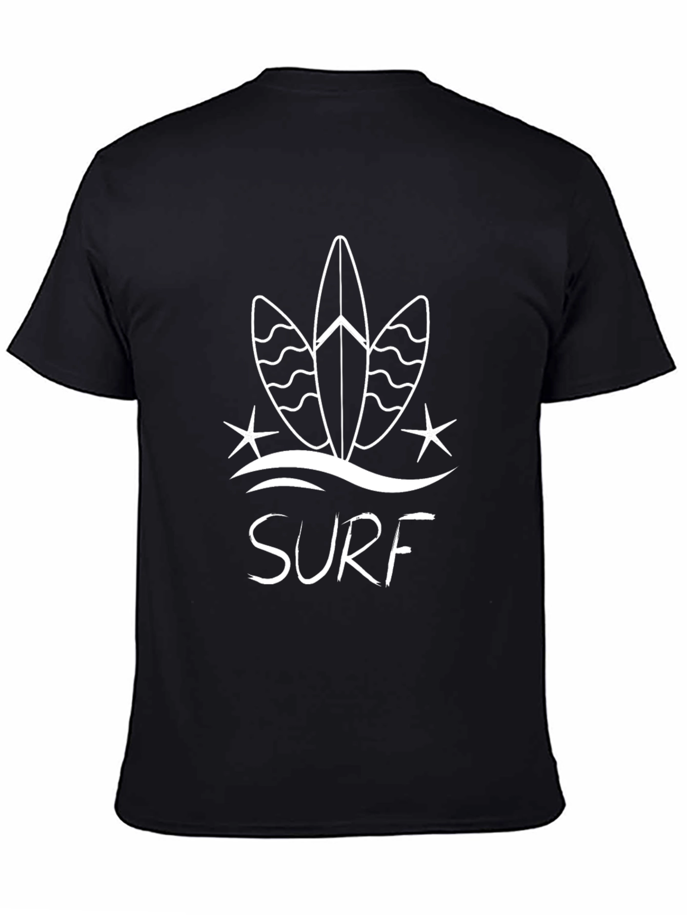 Surfboard Graphic Tee - Black Cotton T-Shirt