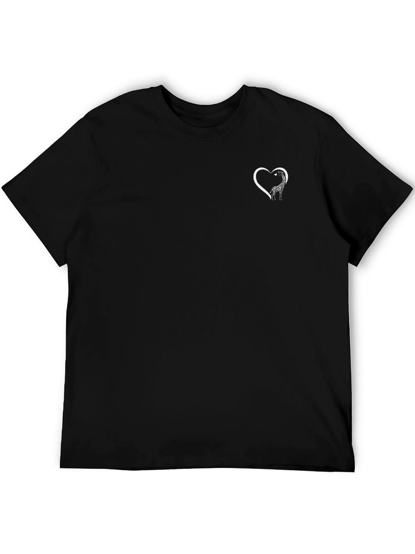 Giraffe Heart Graphic Tee - Black Cotton Blend T-Shirt