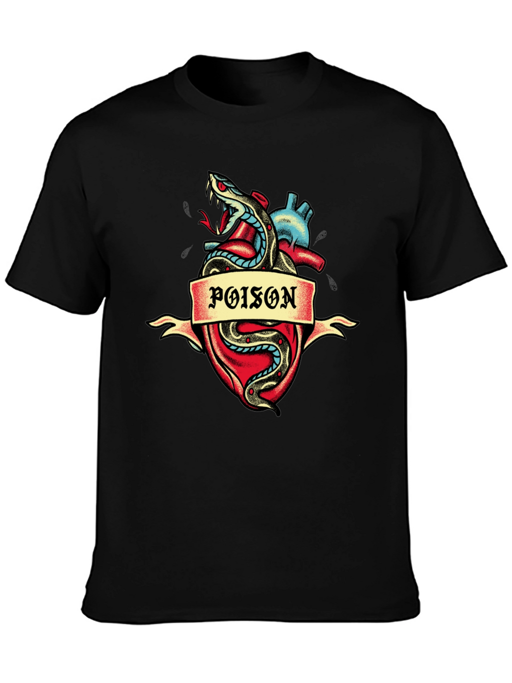 Poison Heart Snake Graphic Tee - Dark Style