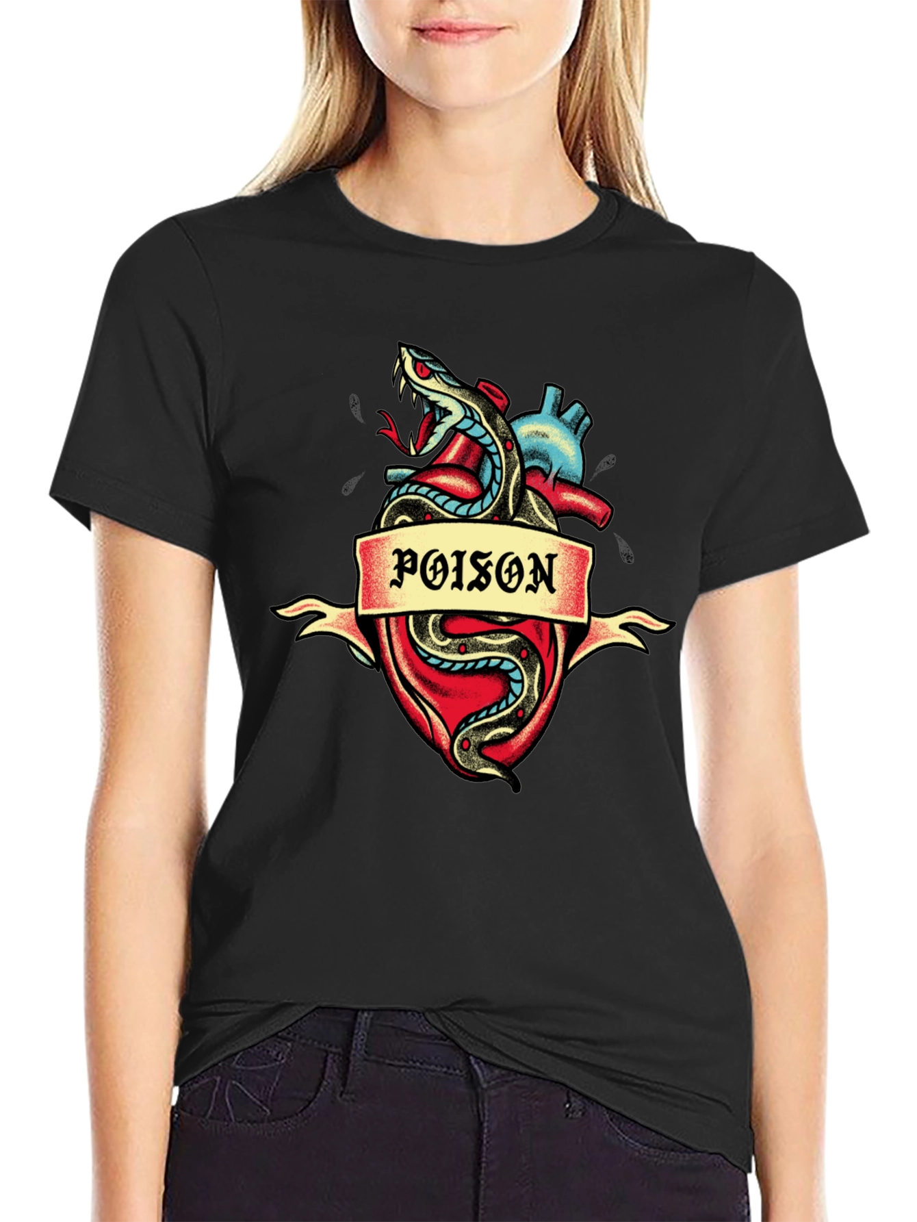 Poison Heart Snake Graphic Tee - Dark Style