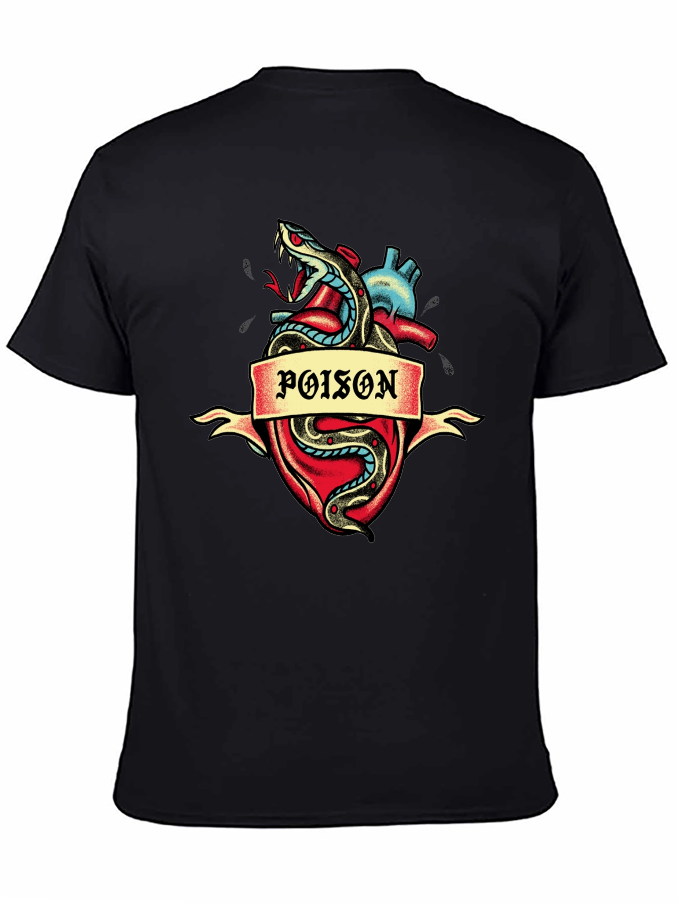 Poison Heart Snake Graphic Tee - Dark Style
