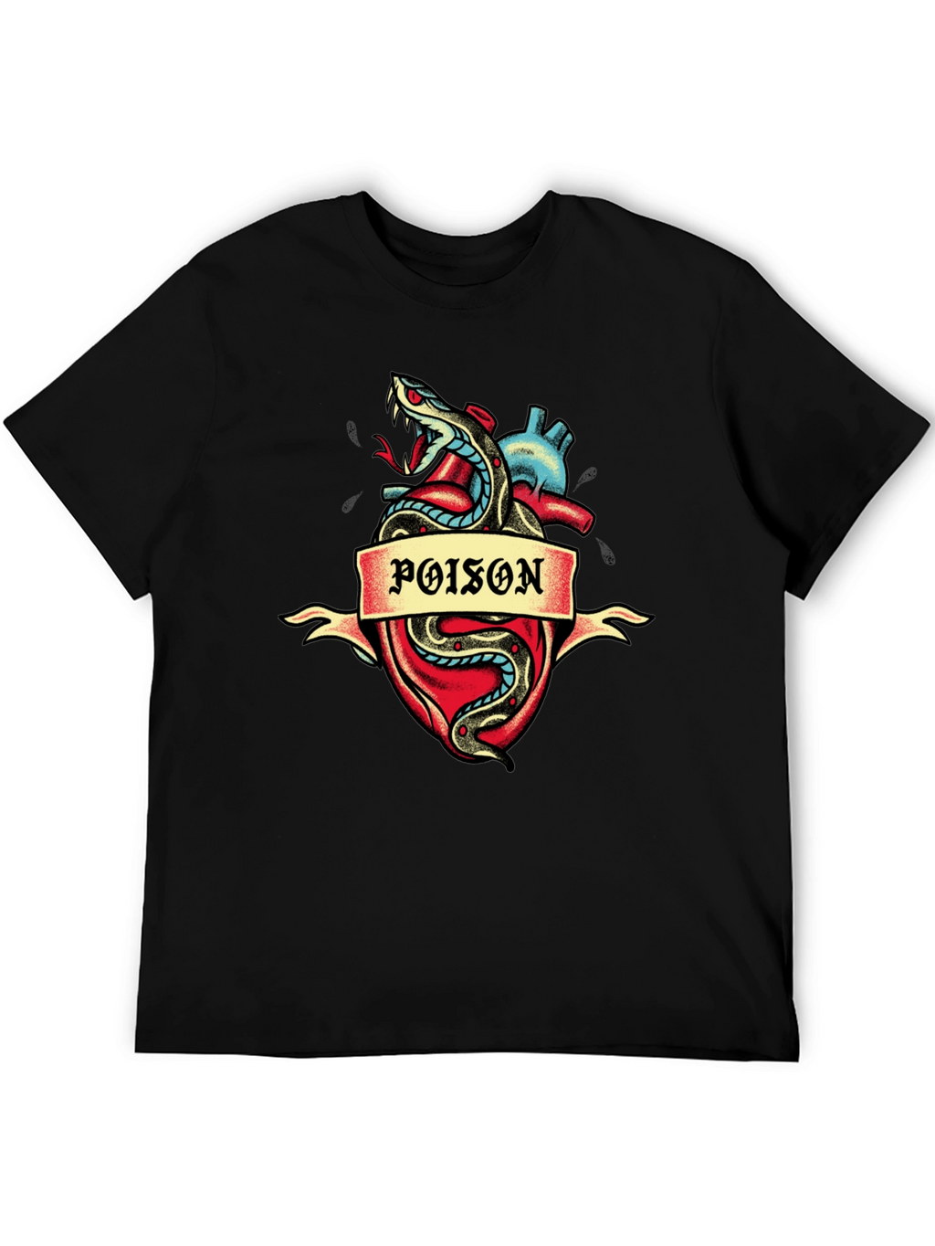 Poison Heart Snake Graphic Tee - Dark Style
